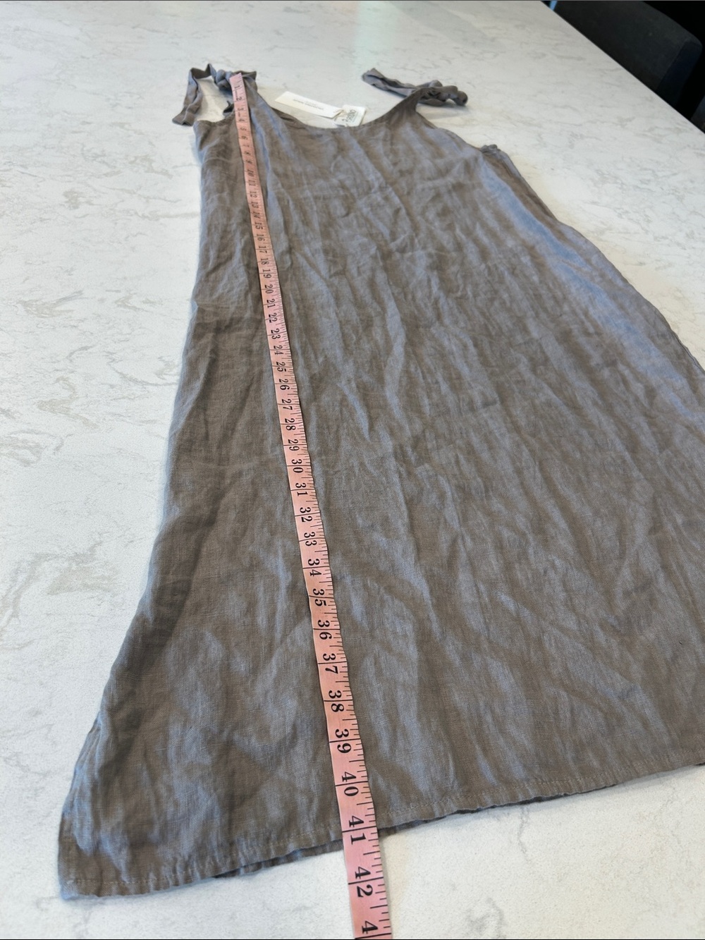 Valentina Naldi Made in Italy Natural Linen Tie Shoulder Midi Dress Casual S - Picture 10 of 13